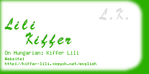 lili kiffer business card